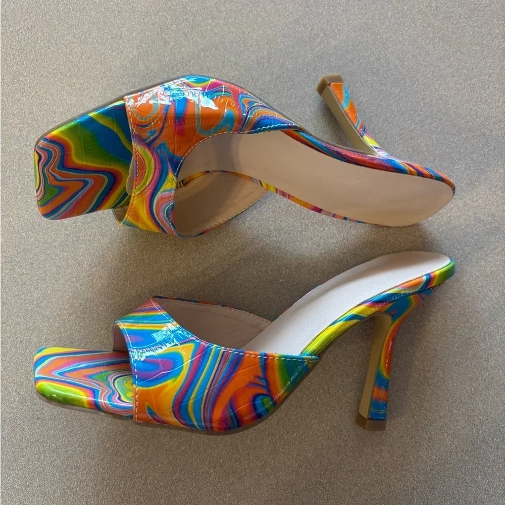 Lot of 3 Retro 70s Neon Funky Heel Shoes